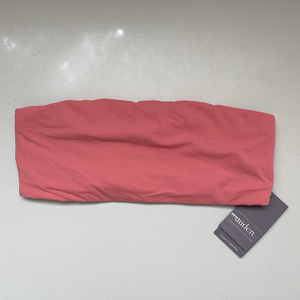 (XS) Auden Strapless Tube Swim Top - Padded Bandeau Bathing Suit Top Only Pink